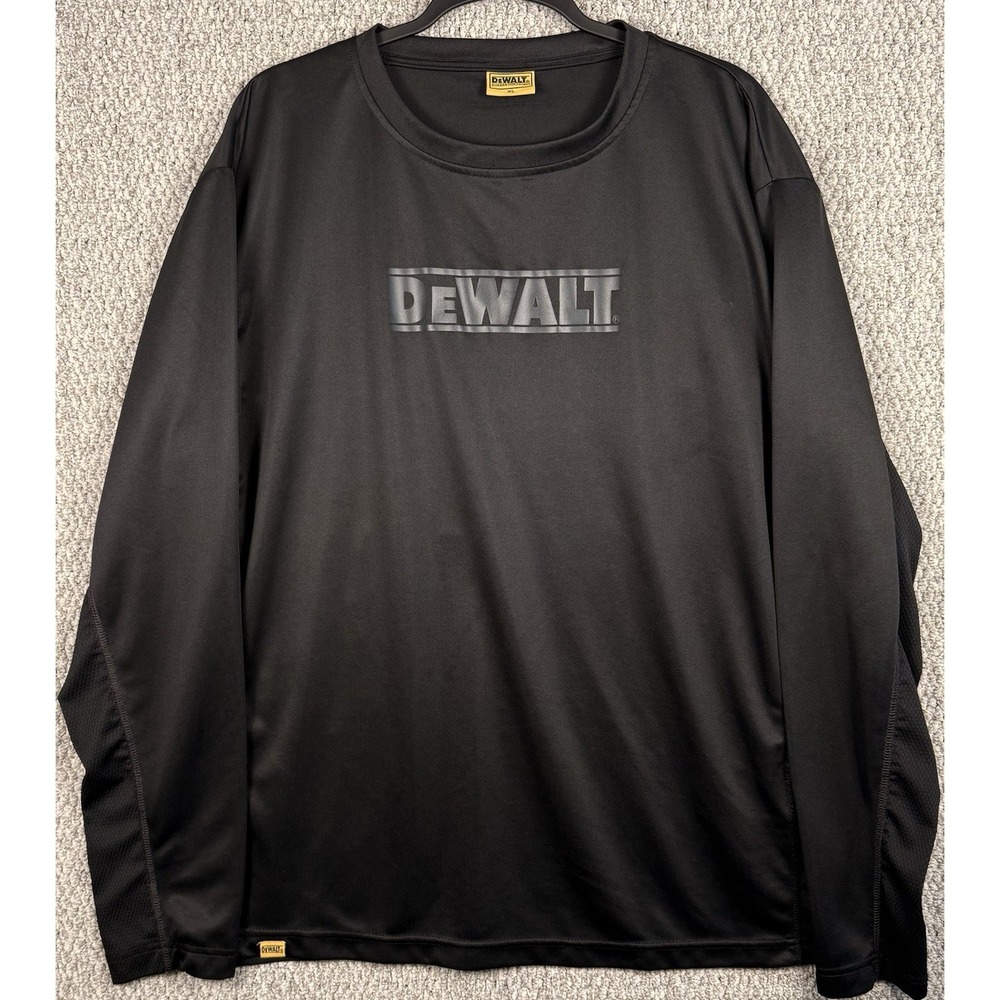 DeWalt Performance Long Sleeve Shirt Mens XL Black Moisture Wicking Work Tee